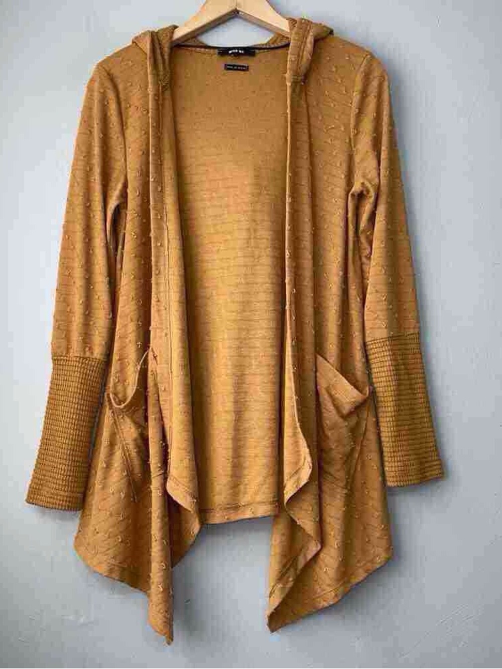 Miss Me Mustard Hooded Open-Front Cardigan
